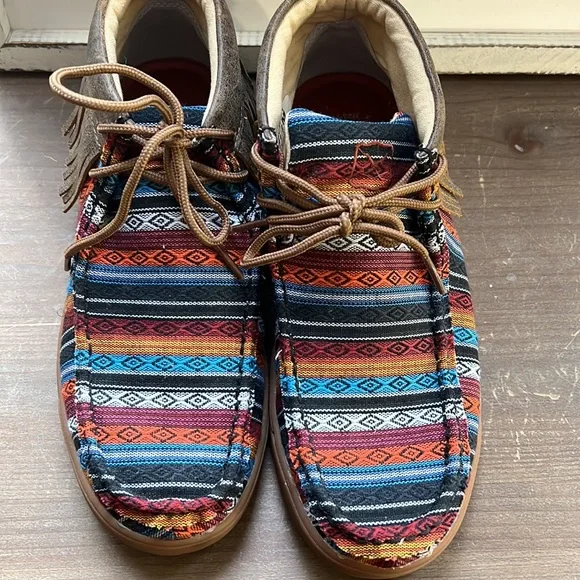 Twisted X Multicolor Fringe Moccasin Sneakers - Picture 2 of 10